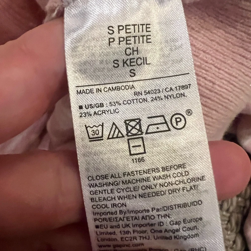 GAP Pink Striped Crewneck Henley Sweater - Picture 3 of 5